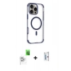 MARSİLYAN™- iPhone 16 Pro Kılıf Eksen Klasik Koleksiyonu - Siyah Bilvis 0.18mm Plus Cam Ekran Koruyucu + Beyaz Raze Metal Kamera Lens