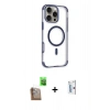 MARSİLYAN™- iPhone 16 Pro Kılıf Eksen Klasik Koleksiyonu - Siyah Bilvis 0.18mm Plus Cam Ekran Koruyucu + Raze Metal Kamera Lens - CLTM