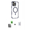 MARSİLYAN™- iPhone 16 Pro Kılıf Eksen Klasik Koleksiyonu - Siyah Bilvis 0.18mm Plus Cam Ekran Koruyucu + Raze Metal Kamera Lens - SH