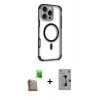 MARSİLYAN™- iPhone 16 Pro Kılıf Eksen Klasik Koleksiyonu - Siyah Bilvis 3D Mat Cam Ekran Koruyucu + Raze Metal Kamera Lens - CLTM
