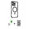 MARSİLYAN™- iPhone 16 Pro Kılıf Eksen Klasik Koleksiyonu - Siyah Bilvis 3D Mat Cam Ekran Koruyucu + Raze Metal Kamera Lens - BZ