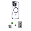 MARSİLYAN™- iPhone 16 Pro Kılıf Eksen Klasik Koleksiyonu - Siyah Bilvis 3D Mat Cam Ekran Koruyucu + Raze Metal Kamera Lens - SH