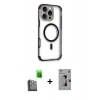MARSİLYAN™- iPhone 16 Pro Kılıf Eksen Klasik Koleksiyonu - Siyah Bilvis 3D Mat Cam Ekran Koruyucu + Raze Metal Kamera Lens - SH