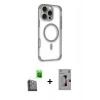 MARSİLYAN™- iPhone 16 Pro Kılıf Eksen Klasik Koleksiyonu - Siyah Bilvis 3D Mat Cam Ekran Koruyucu + Raze Metal Kamera Lens - SH