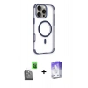 MARSİLYAN™- iPhone 16 Pro Kılıf Eksen Klasik Koleksiyonu - Siyah Bilvis 5in1 3D Magic Cam Ekran Koruyucu + Raze Metal Kamera Lens - SH