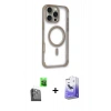 MARSİLYAN™- iPhone 16 Pro Kılıf Eksen Klasik Koleksiyonu - Siyah Bilvis 5in1 5D Magic Hayalet Cam Ekran Koruyucu + Raze Metal Kamera Lens - SH