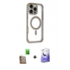 MARSİLYAN™- iPhone 16 Pro Kılıf Eksen Klasik Koleksiyonu - Siyah Bilvis 5in1 5D Magic Hayalet Cam Ekran Koruyucu + Raze Metal Kamera Lens - CLTM