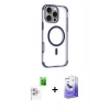 MARSİLYAN™- iPhone 16 Pro Kılıf Eksen Klasik Koleksiyonu - Siyah Bilvis 5in1 5D Magic Hayalet Cam Ekran Koruyucu + Raze Metal Kamera Lens - BZ