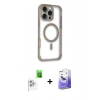 MARSİLYAN™- iPhone 16 Pro Kılıf Eksen Klasik Koleksiyonu - Siyah Bilvis 5in1 5D Magic Hayalet Cam Ekran Koruyucu + Raze Metal Kamera Lens - BZ