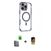 MARSİLYAN™- iPhone 16 Pro Kılıf Eksen Klasik Koleksiyonu - Siyah Buffer Cam Ekran Koruyucu + Raze Metal Kamera Lens - SH