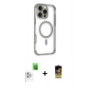 MARSİLYAN™- iPhone 16 Pro Kılıf Eksen Klasik Koleksiyonu - Siyah Buffer Cam Ekran Koruyucu + Raze Metal Kamera Lens - BZ