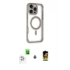 MARSİLYAN™- iPhone 16 Pro Kılıf Eksen Klasik Koleksiyonu - Siyah Buffer Cam Ekran Koruyucu + Raze Metal Kamera Lens - BZ