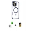 MARSİLYAN™- iPhone 16 Pro Kılıf Eksen Klasik Koleksiyonu - Siyah Buffer Cam Ekran Koruyucu + Raze Metal Kamera Lens - BZ