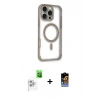 MARSİLYAN™- iPhone 16 Pro Kılıf Eksen Klasik Koleksiyonu - Siyah Buffer Hayalet Cam Ekran Koruyucu + Raze Metal Kamera Lens - BZ