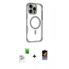 MARSİLYAN™- iPhone 16 Pro Kılıf Eksen Klasik Koleksiyonu - Siyah Buffer Hayalet Cam Ekran Koruyucu + Raze Metal Kamera Lens - BZ