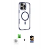 MARSİLYAN™- iPhone 16 Pro Kılıf Eksen Klasik Koleksiyonu - Siyah Buffer Hayalet Cam Ekran Koruyucu + Raze Metal Kamera Lens - BZ
