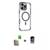 MARSİLYAN™- iPhone 16 Pro Kılıf Eksen Klasik Koleksiyonu - Siyah Buffer Hayalet Cam Ekran Koruyucu + Raze Metal Kamera Lens - CLTM