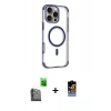 MARSİLYAN™- iPhone 16 Pro Kılıf Eksen Klasik Koleksiyonu - Siyah Buffer Hayalet Cam Ekran Koruyucu + Raze Metal Kamera Lens - SH