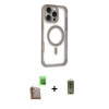 MARSİLYAN™- iPhone 16 Pro Kılıf Eksen Klasik Koleksiyonu - Siyah Joko Magic 5D Hayalet Cam + Çöl Titanyum Raze Metal Kamera Lens