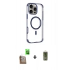 MARSİLYAN™- iPhone 16 Pro Kılıf Eksen Klasik Koleksiyonu - Siyah Joko Magic 5D Hayalet Cam + Çöl Titanyum Raze Metal Kamera Lens