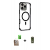 MARSİLYAN™- iPhone 16 Pro Kılıf Eksen Klasik Koleksiyonu - Siyah Joko Magic 5D Hayalet Cam + Çöl Titanyum Raze Metal Kamera Lens