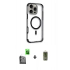 MARSİLYAN™- iPhone 16 Pro Kılıf Eksen Klasik Koleksiyonu - Siyah Joko Magic 5D Hayalet Cam + Raze Metal Kamera Lens - SH