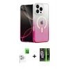 MARSİLYAN™- iPhone 16 Pro Kılıf Eksen Minimal Özel Seri - Şeffaf 360 Full Body Arka Koruyucu + Beyaz Raze Metal Kamera Lens