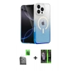 MARSİLYAN™- iPhone 16 Pro Kılıf Eksen Minimal Özel Seri - Şeffaf 360 Full Body Arka Koruyucu + Siyah Raze Metal Kamera Lens