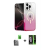 MARSİLYAN™- iPhone 16 Pro Kılıf Eksen Minimal Özel Seri - Şeffaf 360 Full Body Arka Koruyucu + Siyah Raze Metal Kamera Lens