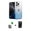 MARSİLYAN™- iPhone 16 Pro Kılıf Eksen Minimal Özel Seri - Siyah 3D Antistatik Hayalet Cam Ekran Koruyucu + Raze Metal Kamera Lens - SH