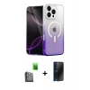 MARSİLYAN™- iPhone 16 Pro Kılıf Eksen Minimal Özel Seri - Siyah 3D Antistatik Hayalet Cam Ekran Koruyucu + Raze Metal Kamera Lens - SH