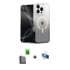 MARSİLYAN™- iPhone 16 Pro Kılıf Eksen Minimal Özel Seri - Siyah 3D Antistatik Seramik Nano Ekran Koruyucu + Raze Metal Kamera Lens - SH
