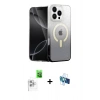 MARSİLYAN™- iPhone 16 Pro Kılıf Eksen Minimal Özel Seri - Siyah 3D Antistatik Seramik Nano Ekran Koruyucu + Raze Metal Kamera Lens - BZ