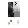 MARSİLYAN™- iPhone 16 Pro Kılıf Eksen Minimal Özel Seri - Siyah Bilvis 0.18mm Plus Cam Ekran Koruyucu + Raze Metal Kamera Lens - BZ