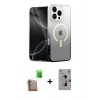 MARSİLYAN™- iPhone 16 Pro Kılıf Eksen Minimal Özel Seri - Siyah Bilvis 3D Mat Cam Ekran Koruyucu + Raze Metal Kamera Lens - CLTM