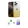 MARSİLYAN™- iPhone 16 Pro Kılıf Eksen Minimal Özel Seri - Siyah Bilvis 5in1 5D Magic Hayalet Cam Ekran Koruyucu + Beyaz Raze Metal Kamera Lens