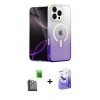 MARSİLYAN™- iPhone 16 Pro Kılıf Eksen Minimal Özel Seri - Siyah Bilvis 5in1 5D Magic Hayalet Cam Ekran Koruyucu + Raze Metal Kamera Lens - SH