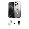 MARSİLYAN™- iPhone 16 Pro Kılıf Eksen Minimal Özel Seri - Siyah Buffer Cam Ekran Koruyucu + Raze Metal Kamera Lens - BZ
