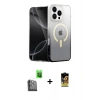 MARSİLYAN™- iPhone 16 Pro Kılıf Eksen Minimal Özel Seri - Siyah Buffer Cam Ekran Koruyucu + Raze Metal Kamera Lens - SH