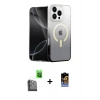 MARSİLYAN™- iPhone 16 Pro Kılıf Eksen Minimal Özel Seri - Siyah Buffer Hayalet Cam Ekran Koruyucu + Raze Metal Kamera Lens - SH