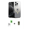 MARSİLYAN™- iPhone 16 Pro Kılıf Eksen Minimal Özel Seri - Siyah Joko Magic 5D Hayalet Cam + Raze Metal Kamera Lens - BZ