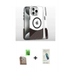 MARSİLYAN™- iPhone 16 Pro Kılıf İz Asil Prime - Şeffaf Pasifik Cam Ekran Koruyucu + Raze Metal Kamera Lens - CLTM