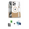 MARSİLYAN™- iPhone 16 Pro Kılıf İz Asil Prime - Siyah 3D Antistatik Cam Ekran Koruyucu + Raze Metal Kamera Lens - SH