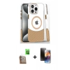 MARSİLYAN™- iPhone 16 Pro Kılıf İz Asil Prime - Siyah 3D Antistatik Mat Seramik Nano Ekran Koruyucu + Raze Metal Kamera Lens - CLTM