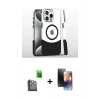 MARSİLYAN™- iPhone 16 Pro Kılıf İz Asil Prime - Siyah 3D Antistatik Mat Seramik Nano Ekran Koruyucu + Siyah Raze Metal Kamera Lens