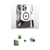 MARSİLYAN™- iPhone 16 Pro Kılıf İz Asil Prime - Siyah 3D Antistatik Seramik Nano Ekran Koruyucu + Raze Metal Kamera Lens - SH