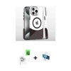 MARSİLYAN™- iPhone 16 Pro Kılıf İz Asil Prime - Siyah 3D Antistatik Seramik Nano Ekran Koruyucu + Raze Metal Kamera Lens - BZ