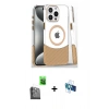 MARSİLYAN™- iPhone 16 Pro Kılıf İz Asil Prime - Siyah 3D Antistatik Seramik Nano Ekran Koruyucu + Raze Metal Kamera Lens - SH