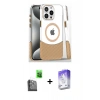 MARSİLYAN™- iPhone 16 Pro Kılıf İz Asil Prime - Siyah Bilvis 5in1 3D Magic Cam Ekran Koruyucu + Raze Metal Kamera Lens - SH