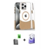 MARSİLYAN™- iPhone 16 Pro Kılıf İz Asil Prime - Siyah Bilvis 5in1 5D Magic Hayalet Cam Ekran Koruyucu + Raze Metal Kamera Lens - SH